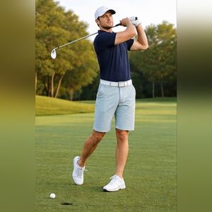 Roundtree & Yorke Men's Green/Blue Classic Performance Golf Shorts Size 34"×9"